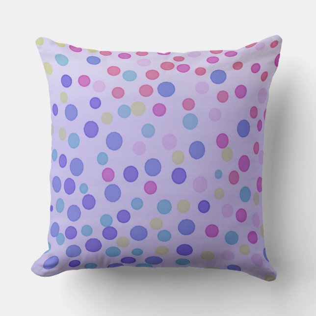 Coussin Points pastel multicolores sur violet (Recto)