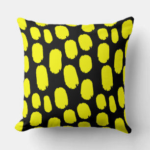 Coussin Points peints en gras - Jaune sur Noir