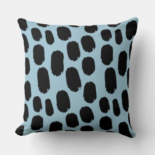 Coussin Points peints en gras - Noir sur Bleu clair 9dc6d8