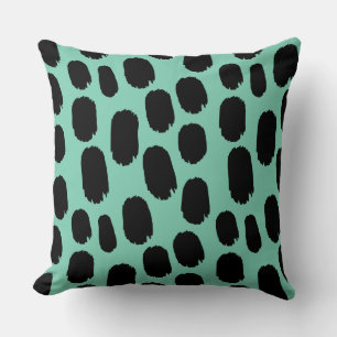 Coussin Points peints en gras - Noir sur Vert clair 7dcfb6