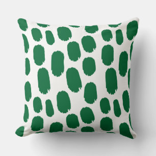 Coussin Points peints en gras - Vert de la forêt sur blanc