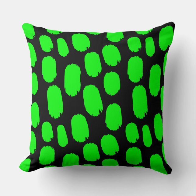Coussin Points peints en gras - Vert sur Noir (Recto)