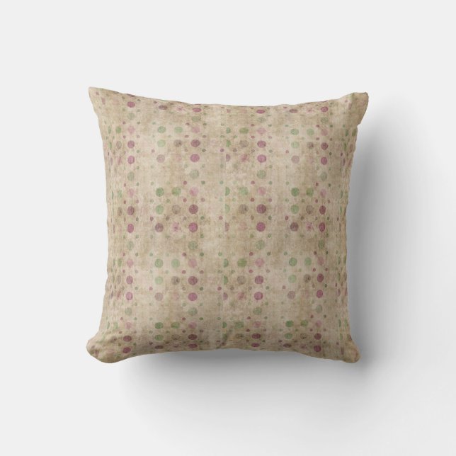 Coussin Points polka en violet et vert (Recto)
