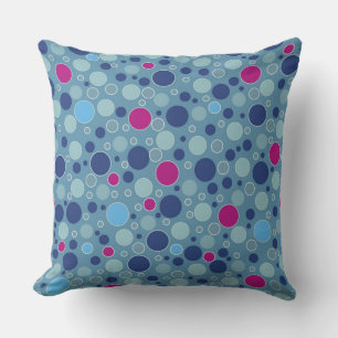 Coussin points polka multicolores rétro bleu