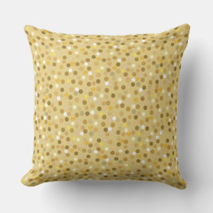 Coussin Points polka sur beige, jaune et blanc