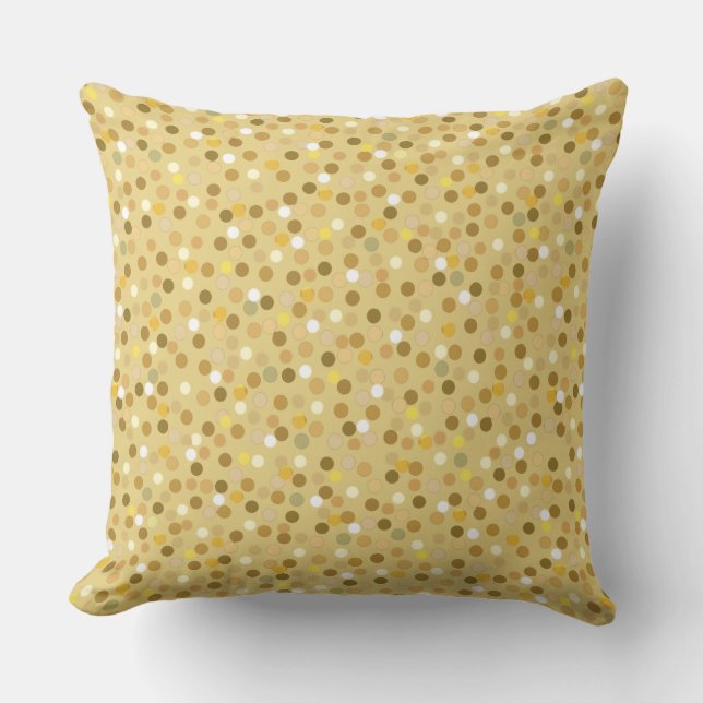 Coussin Points polka sur beige, jaune et blanc (Recto)