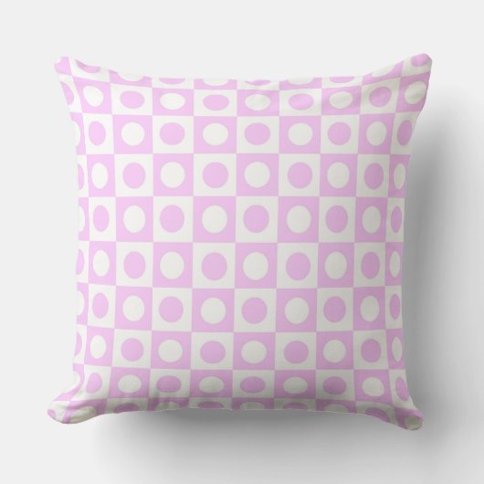 Coussin Points rose Pastel et Motif Carré (Recto)