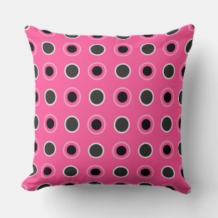 Coussin Points roses chauds, noirs et gris