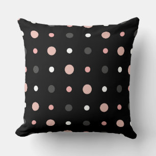 Coussin Points roses, gris et noirs