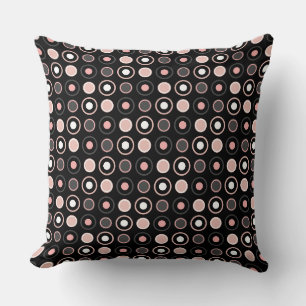 Coussin Points roses, gris et noirs