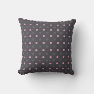 Coussin points roses, gris et taupe