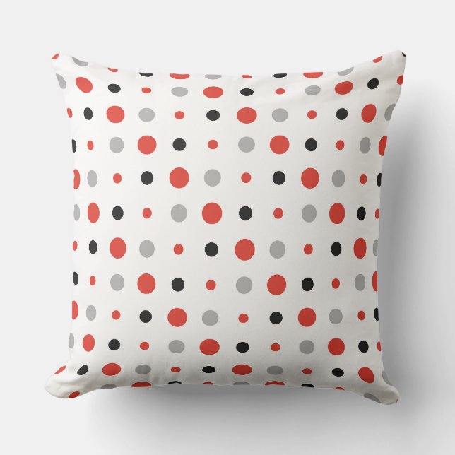Coussin points rouges, noirs, gris et blancs (Recto)