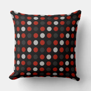 Coussin points rouges, noirs, gris et blancs