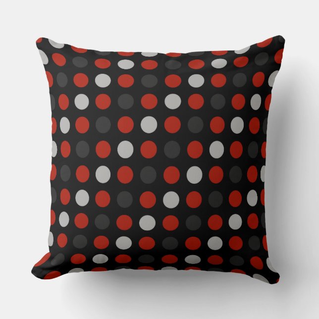 Coussin points rouges, noirs, gris et blancs (Recto)