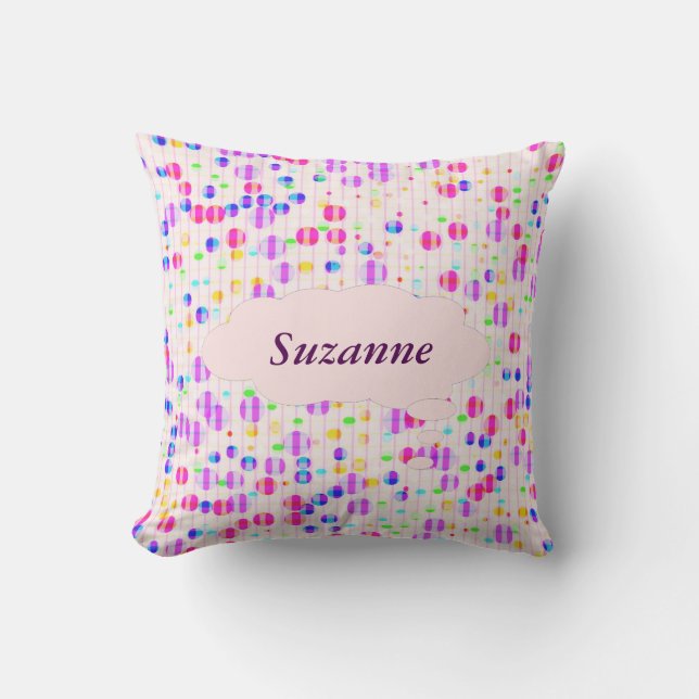 Coussin Points sur l'oreiller à lancer personnalisé rose (Recto)