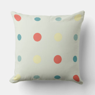 Coussin Points turquoise, jaune et orange