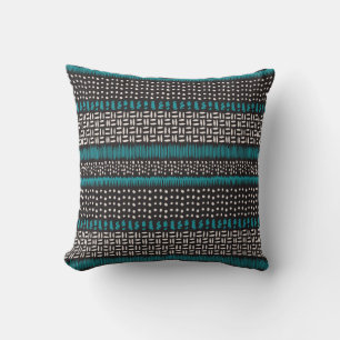 Coussin Points Turquoises noirs Zigzags Motif