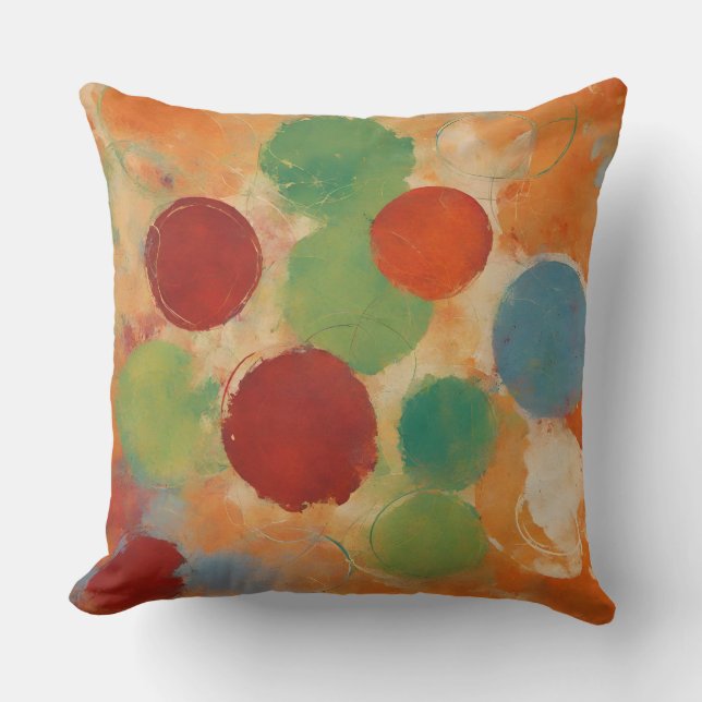 Coussin Points vert rouge orange vif (Recto)