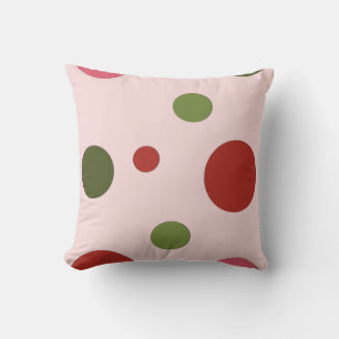 Coussin points verts rouges roses