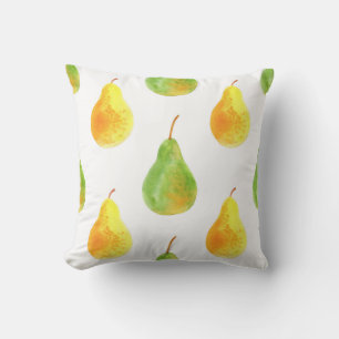 Coussin Poires dessinées à la main, aquarelle image alimen