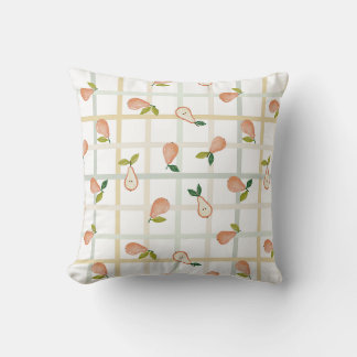 Coussin Poires plaid gingham neutre pique-nique d'été