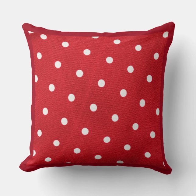 Coussin Pois blancs sur Arrière - plan rouge (Recto)