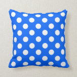 Coussin Pois blancs sur bleu royal<br><div class="desc">Pois blancs sur bleu royal</div>