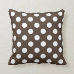 Coussin Pois blancs sur brun<br><div class="desc">Pois blancs sur brun</div>