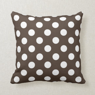 Coussin Pois blancs sur brun