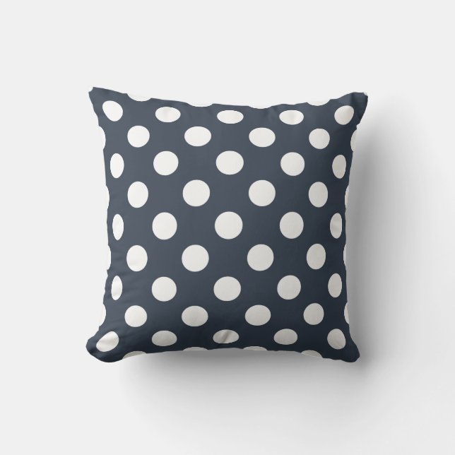 Coussin Pois blancs sur gris bleu (Recto)