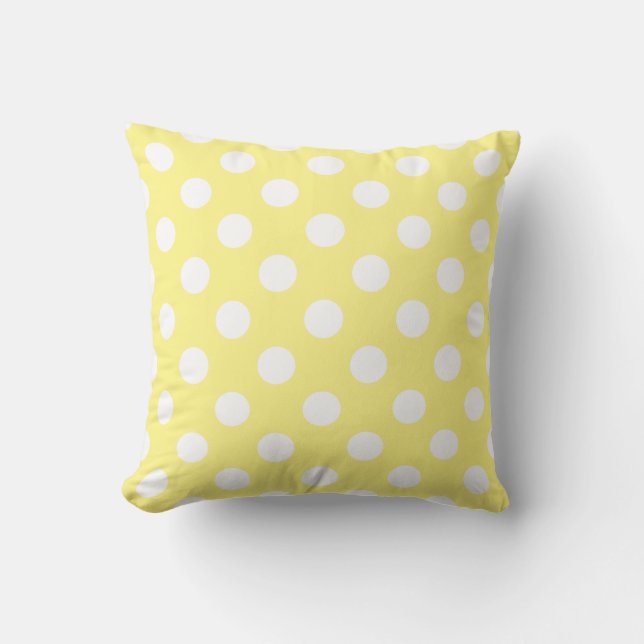 Coussin Pois blancs sur jaune citron (Recto)