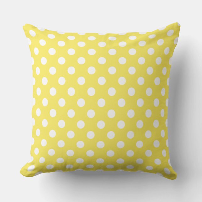 Coussin Pois blancs sur Maize Arrière - plan jaune (Recto)
