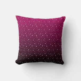 Coussin Pois blancs sur pourpre et dégradé noir.