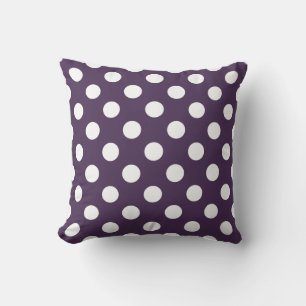 Coussin Pois blancs sur prune violette