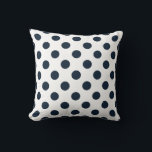 Coussin Pois bleu marine foncé<br><div class="desc">Pois bleu marine foncé sur arrière - plan blanc</div>