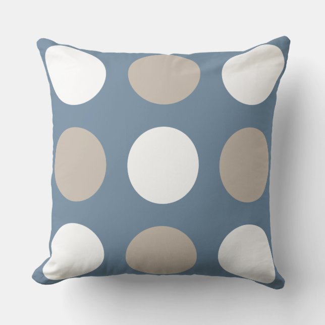 Coussin Pois bleus, Brown et blancs modernes (Recto)