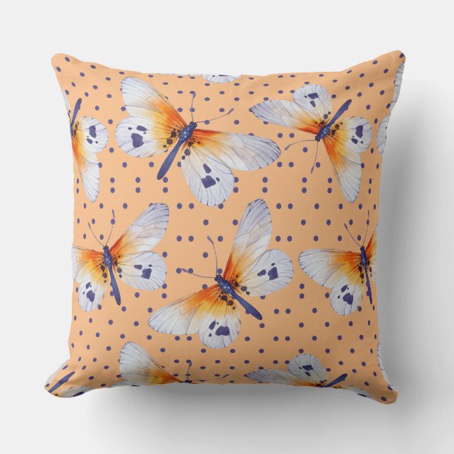 Coussin Pois Bleus Et Papillons (Recto)