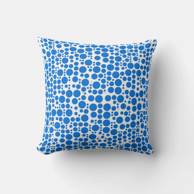 Coussin Pois bleus sur Arrière - plan blanc (Recto)