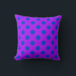 Coussin Pois bleus sur violet<br><div class="desc">Pois bleus sur violet</div>