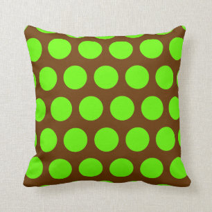 Coussin Pois Brown et verts citron vert