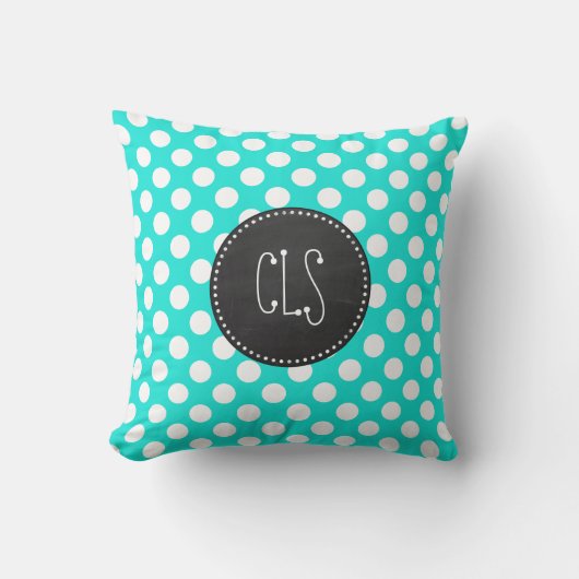 Coussin Pois couleur vintage Chalkboard Aqua (Recto)