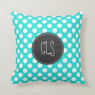 Coussin Pois couleur vintage Chalkboard Aqua
