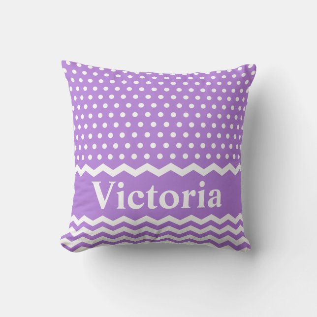 Coussin Pois de lavande et Chevrons (Recto)