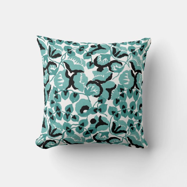 Coussin Pois de Senteur (Sarcelle) Beaux-Arts (Recto)