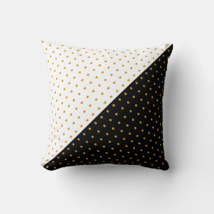 Coussin Pois d'or en noir et blanc