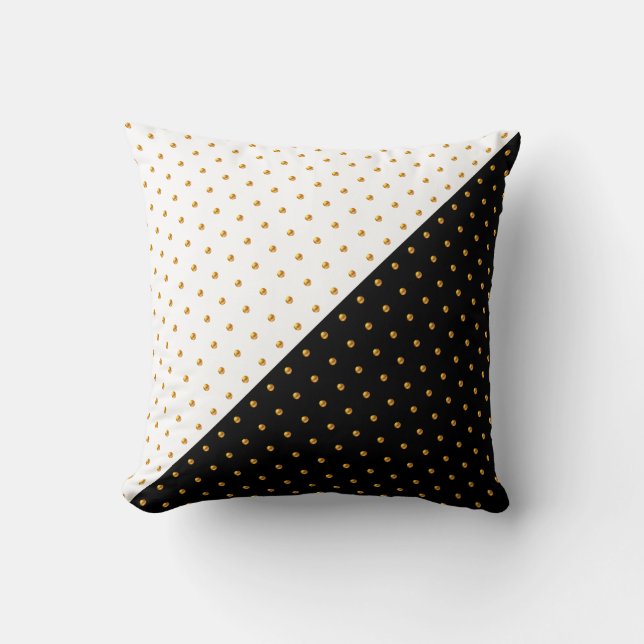 Coussin Pois d'or en noir et blanc (Recto)