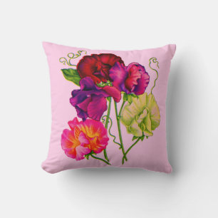 Coussin pois doux en violet et rose