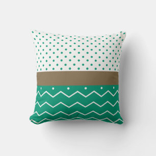 Coussin Pois élégants Emerald Green et White Chevron