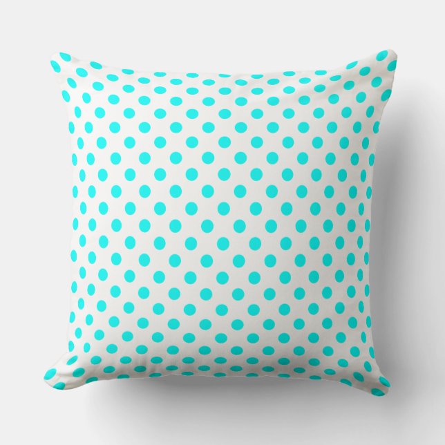 Coussin Pois en bleu clair sur blanc (Recto)