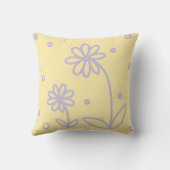 Coussin Pois et marguerites 2 - Pastel Jaune et Violet (Verso)